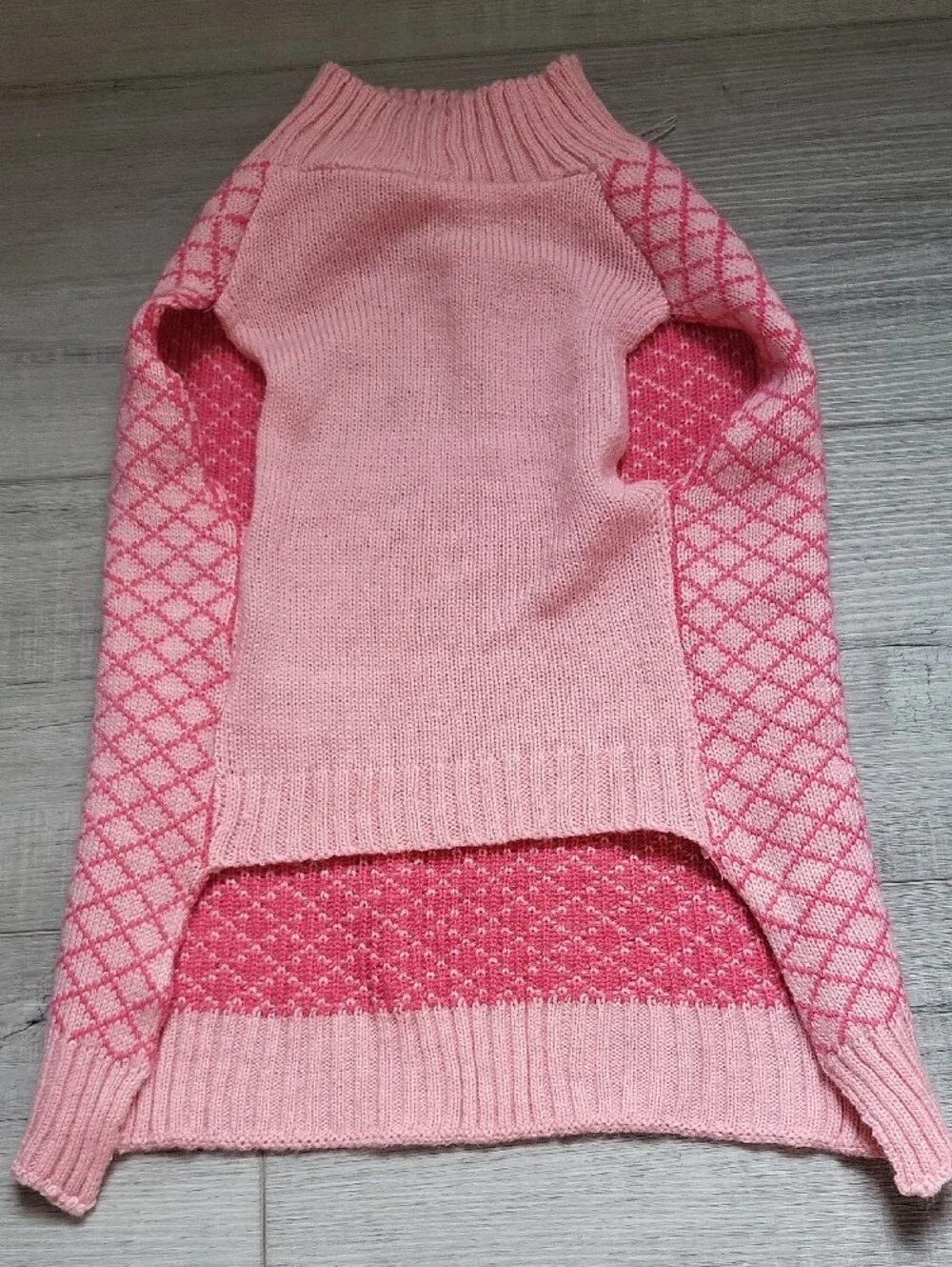 Vibrant Pink Diamond-Print Turtleneck Dog Sweater